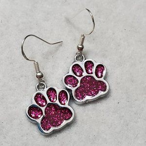Hot Pink Paw Print Earrings 🐾